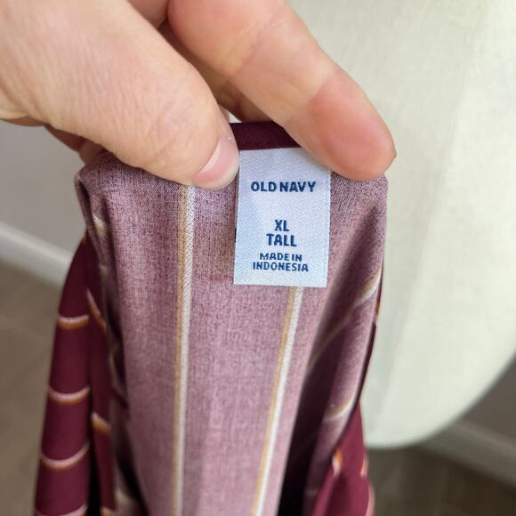 Old Navy XL Tall Burgundy Striped Long Sleeve Midi Dress Casual Work Fall Outfit - Picture 7 of 11